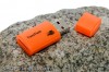Micro SD HC memory card reader/writer, pocket size, orange plastic, USB 2.0